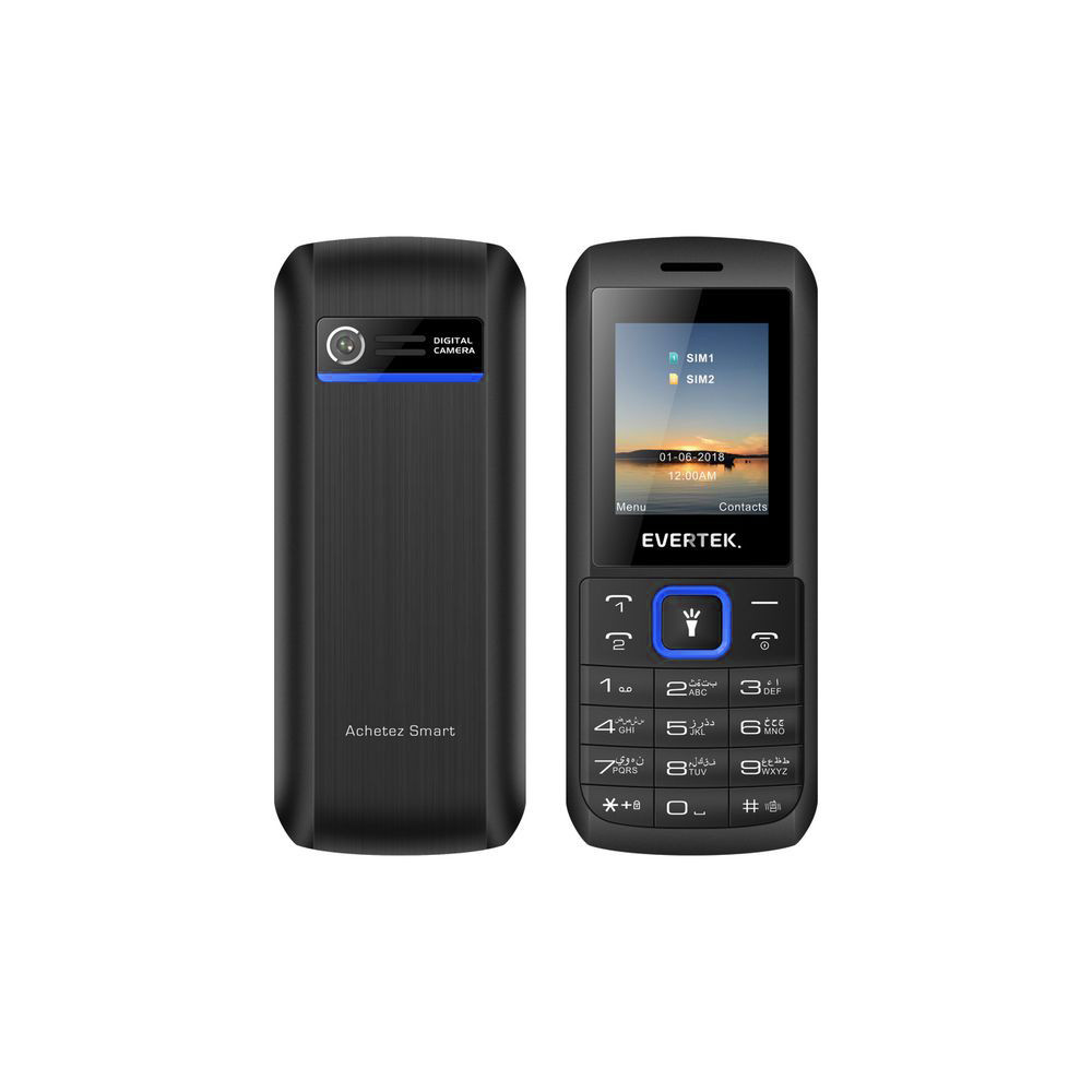 Téléphone Portable Evertek Pokito / Double SIM / Noir & Bleu