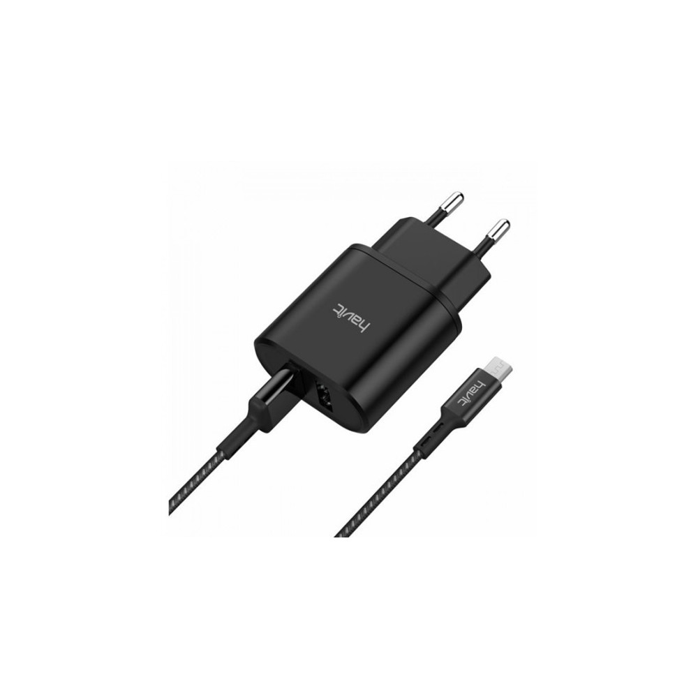 CHARGEUR SECTEUR 2 PORTS USB + MICRO CABLE HAVIT HV-ST821 2.1A