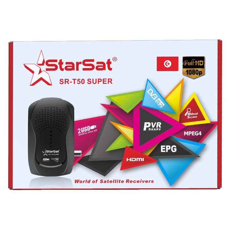 Récepteur STARSAT T50+Clé Wifi+Abonnement IPTV 12 Mois