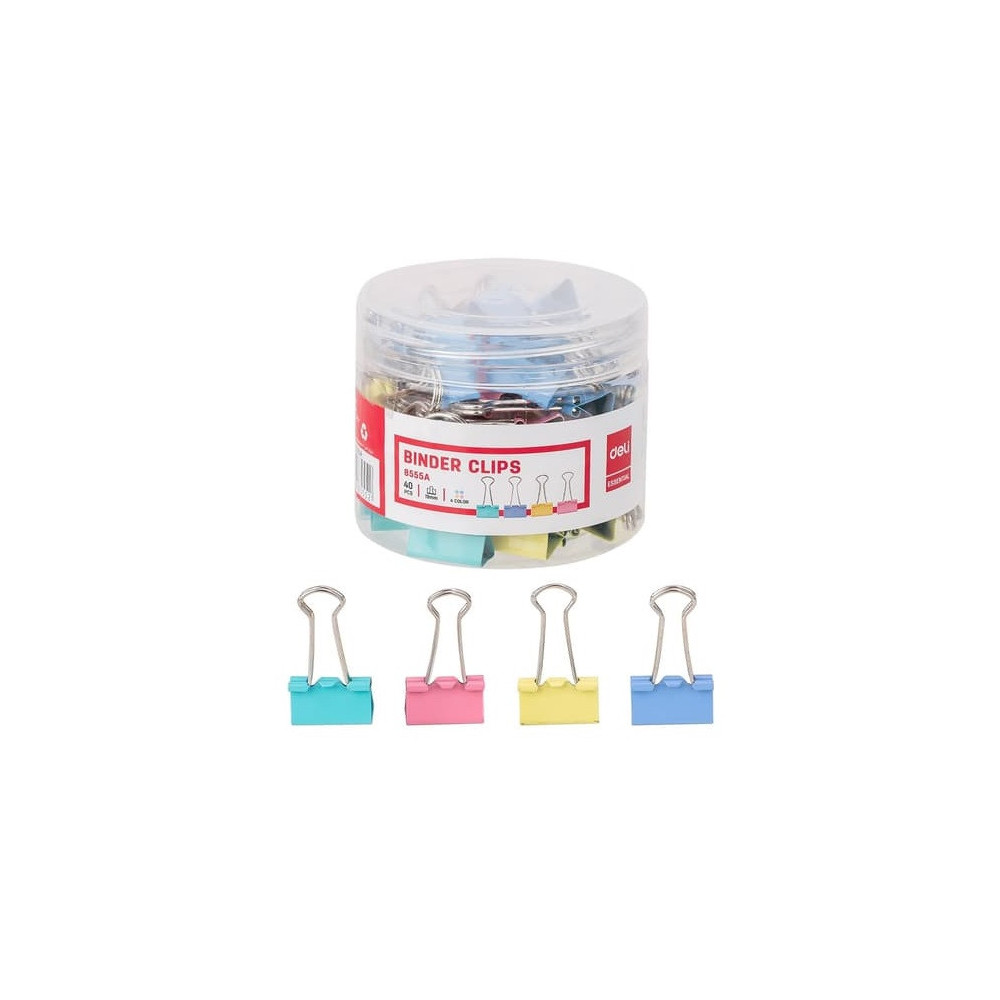 TUBE / 40 BINDER CLIP 19MM / COULEUR ASSORTIS