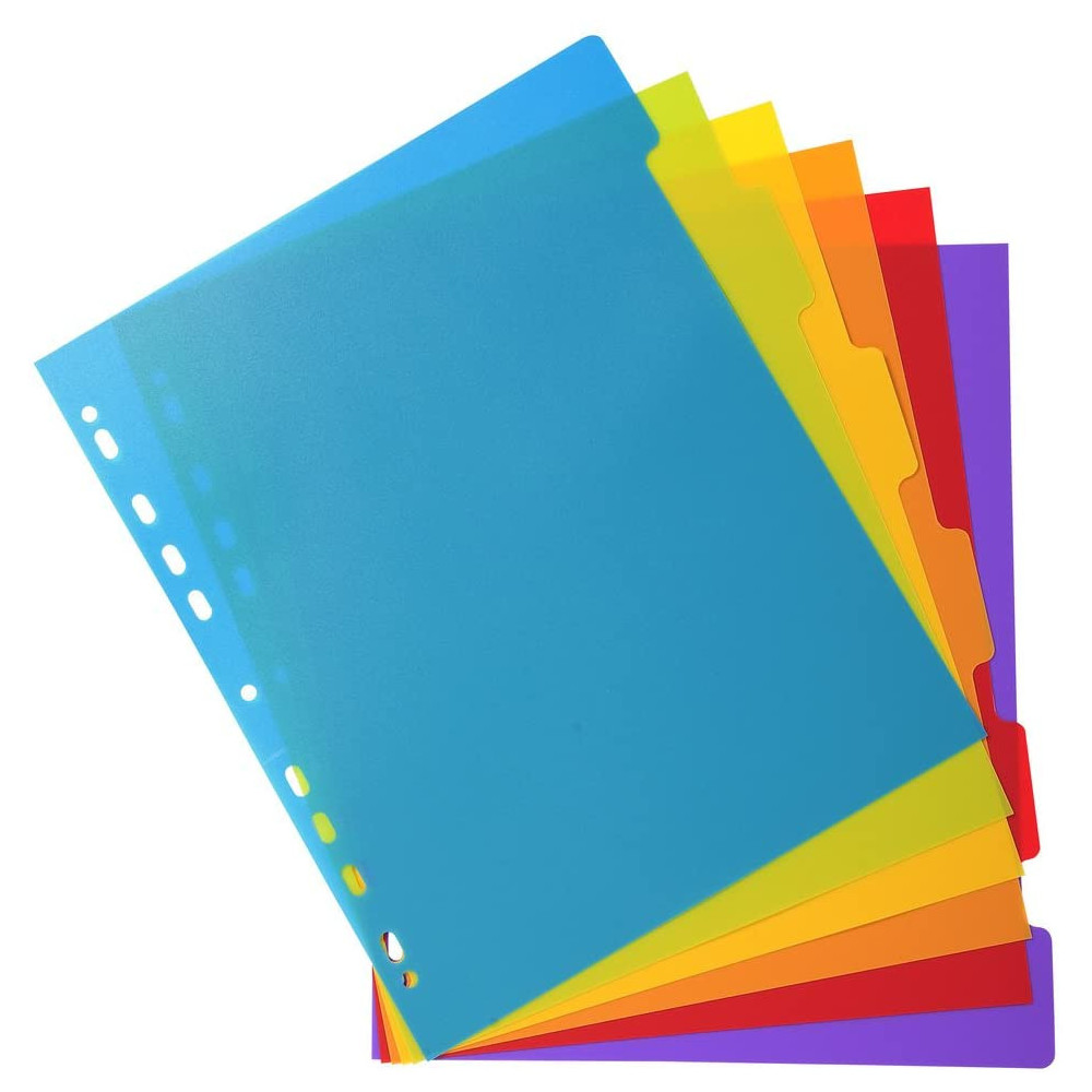 Intercalaire de séparation 6 Positions A4 Coloré Plastique