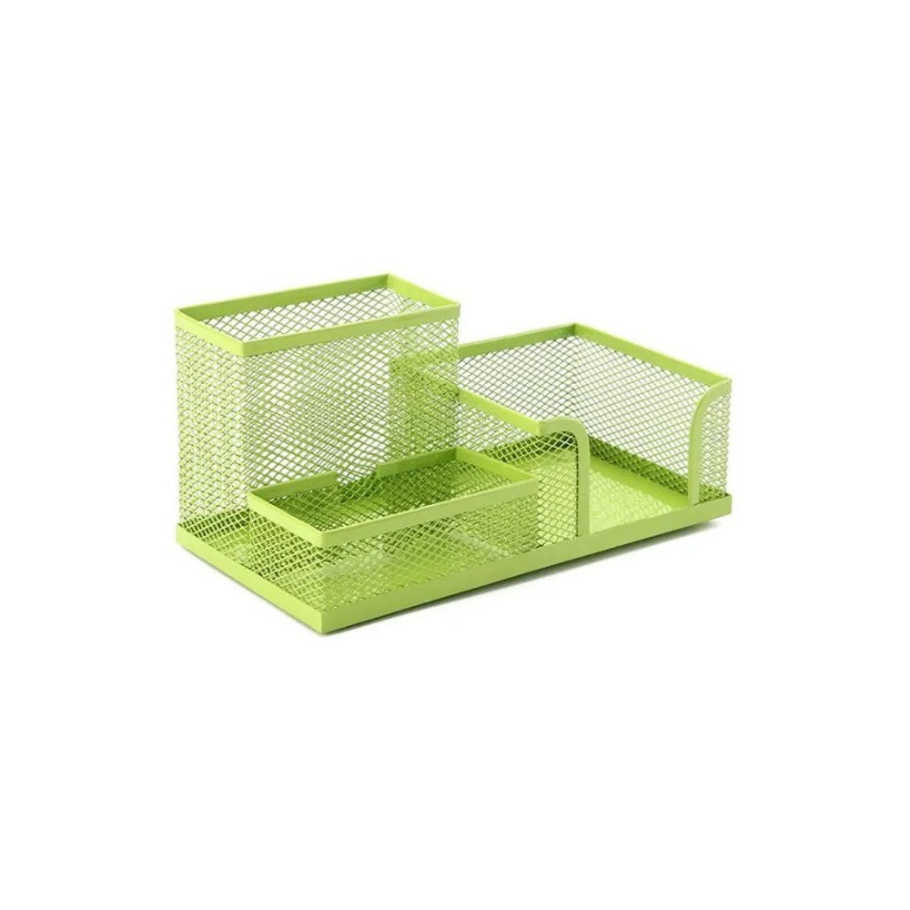 Organisateur de bureau en métal avec 3 compartiments / Vert pistache
