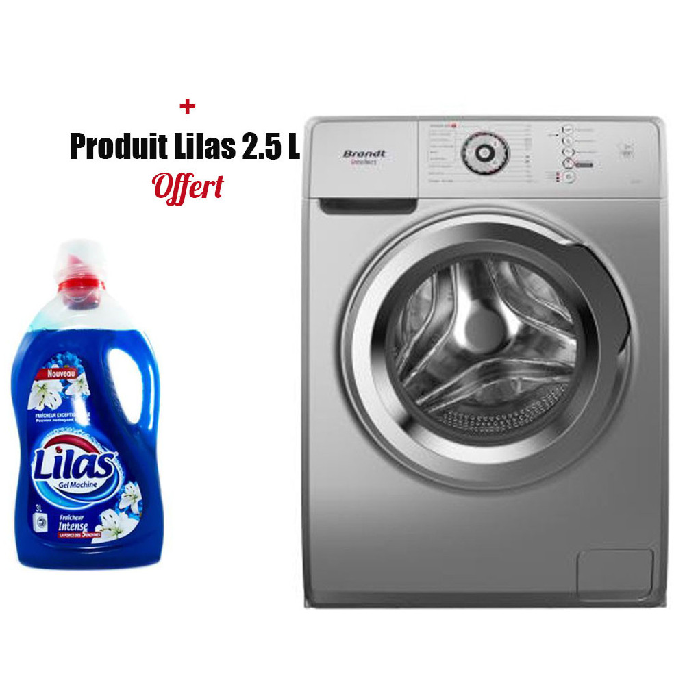 Lave linge Frontale Brandt BAL72SS 7Kg / Silver + Produit Lilas 2.5 Litres Offert