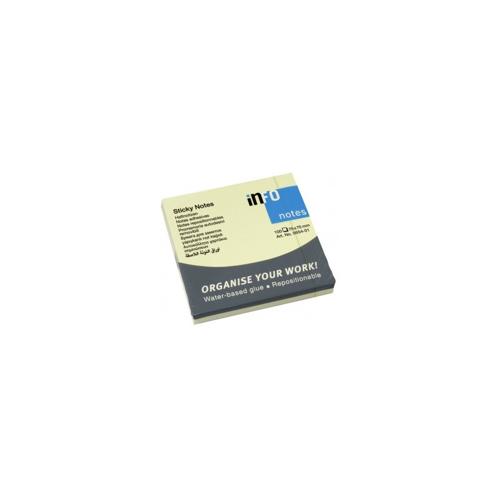 Stick Note Reposit 75x75 Jaune 100f Global Not