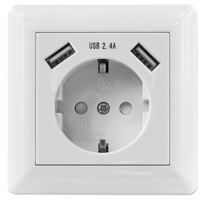 Prise murale Avec 2 x USB Intellinet