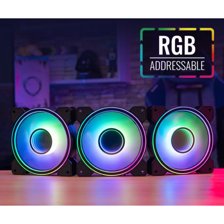Kit 3x Ventilateurs Aerocool ARGB Mirage 12 Pro / H66F Hub + Télécommande
