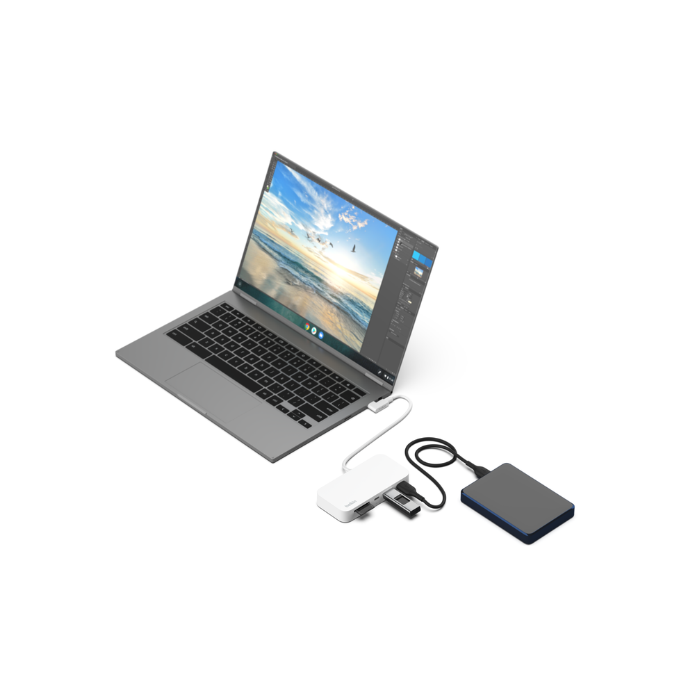 Hub USB-C multiport 6-en-1 avec support / Blanc