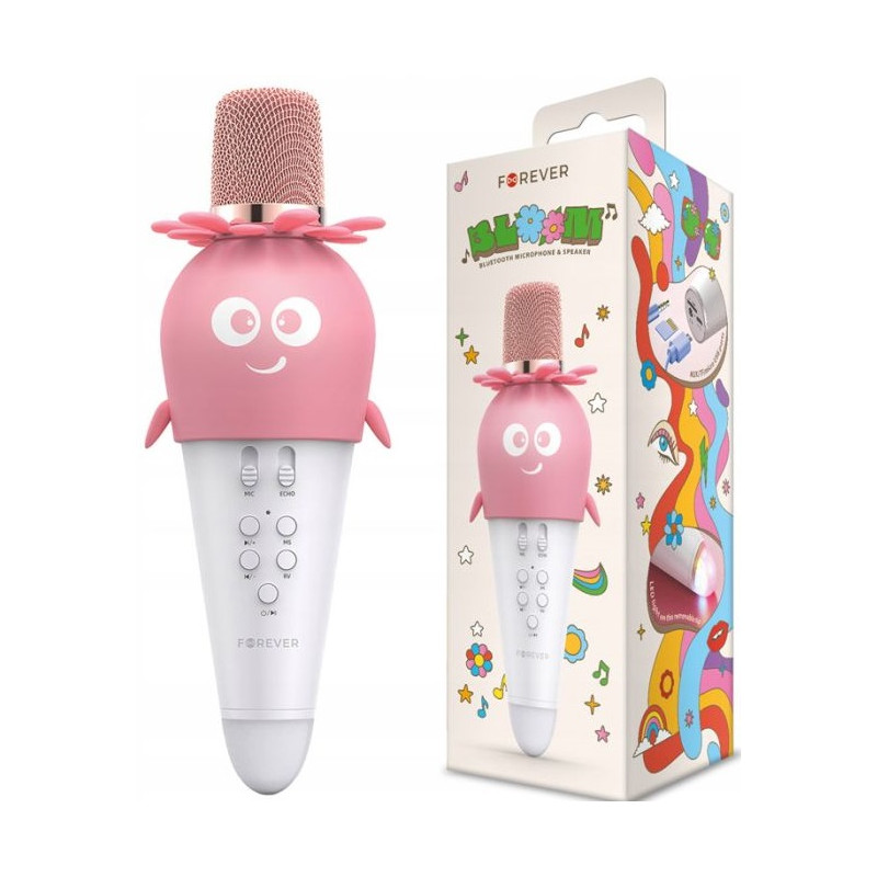 Prix Microphone Karaoké sans fil Bluetooth Forever Rose