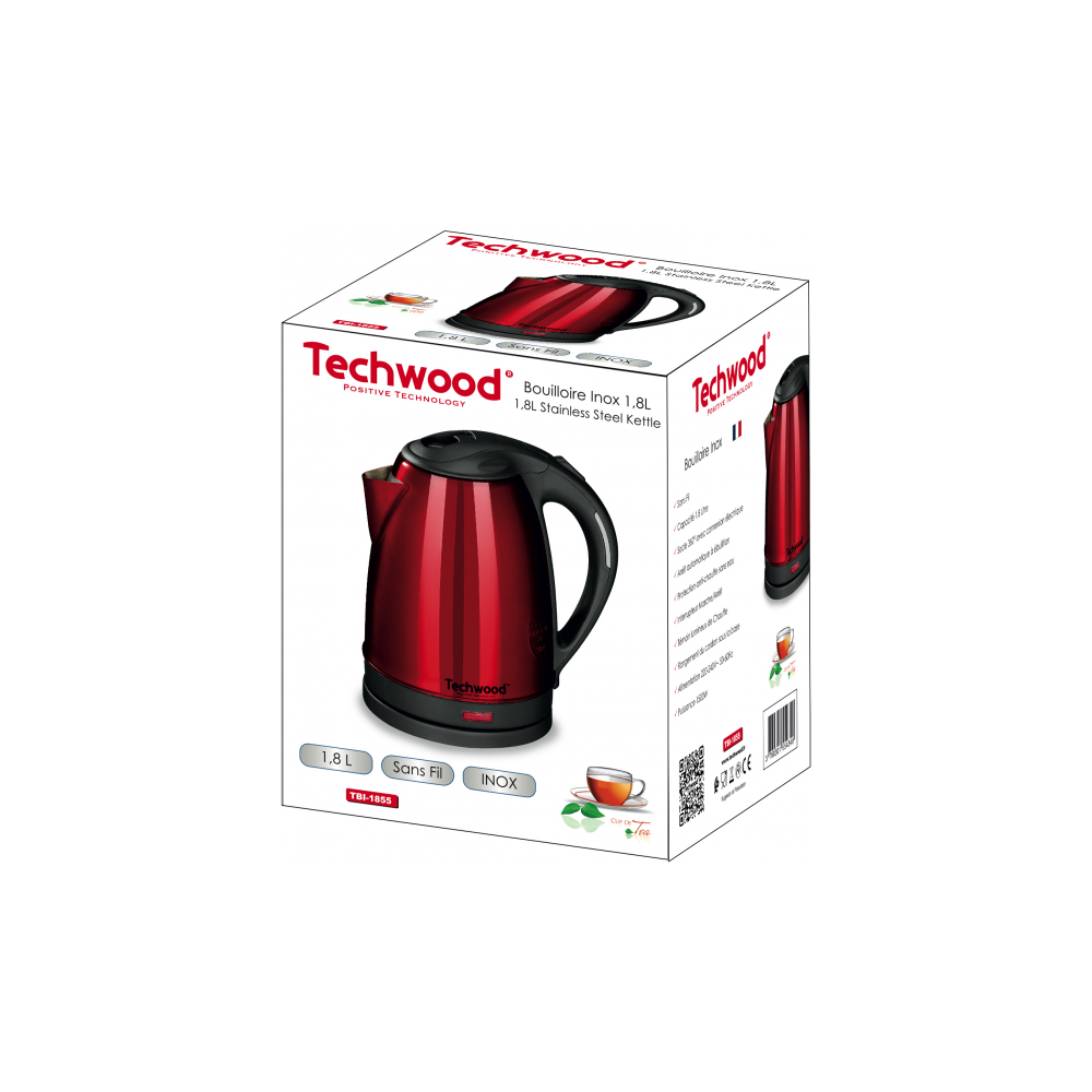 Bouilloire Techwood TBI-1855 / 1,8 L / Inox / Sans Fil