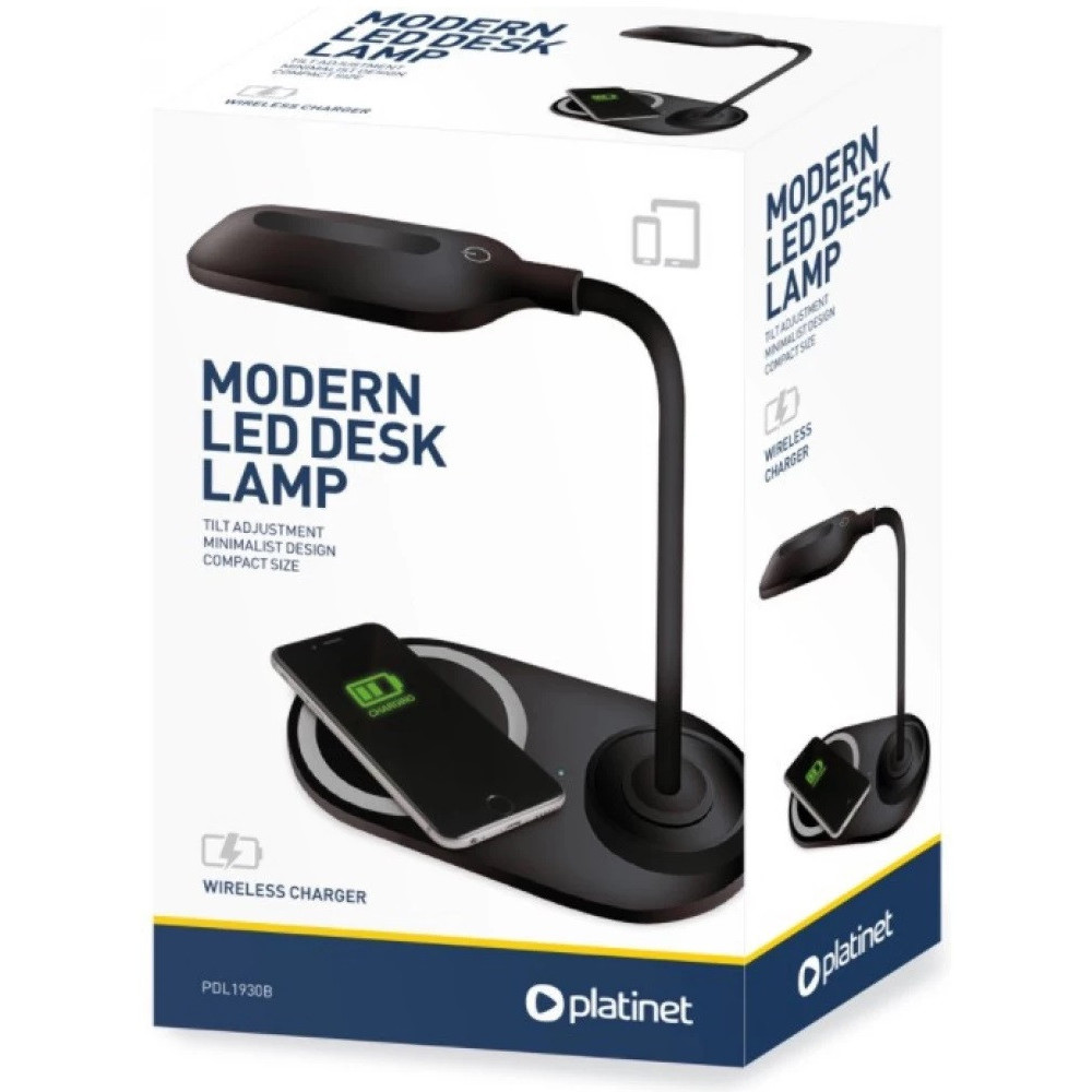 Lampe & Chargeur sans fil Platinet PDL1930 / 10W / Noir