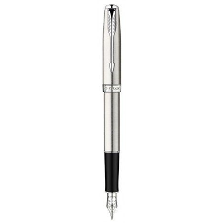 Stylo Plume Parker 45 – Plume Fine Acier – Noir Capuchon Acier Poli – Occasion état Neuf