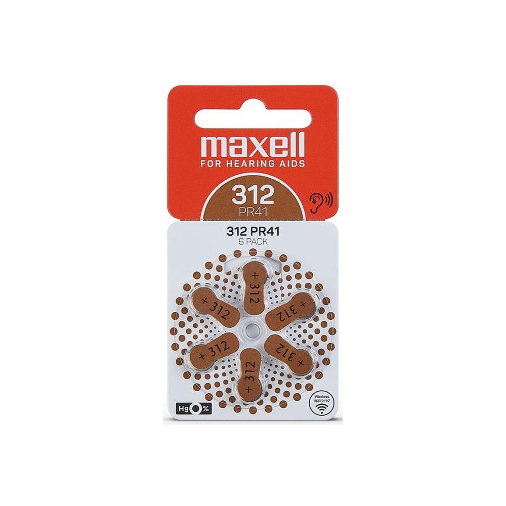 6x Piles Maxell Hearing Aid 312 pour appareils auditifs