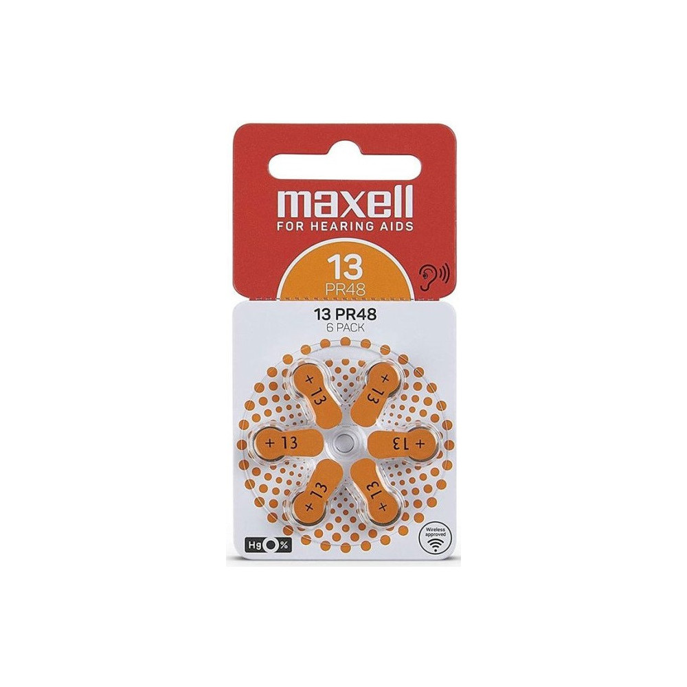 6x Piles Maxell Hearing Aid 13 pour appareils auditifs