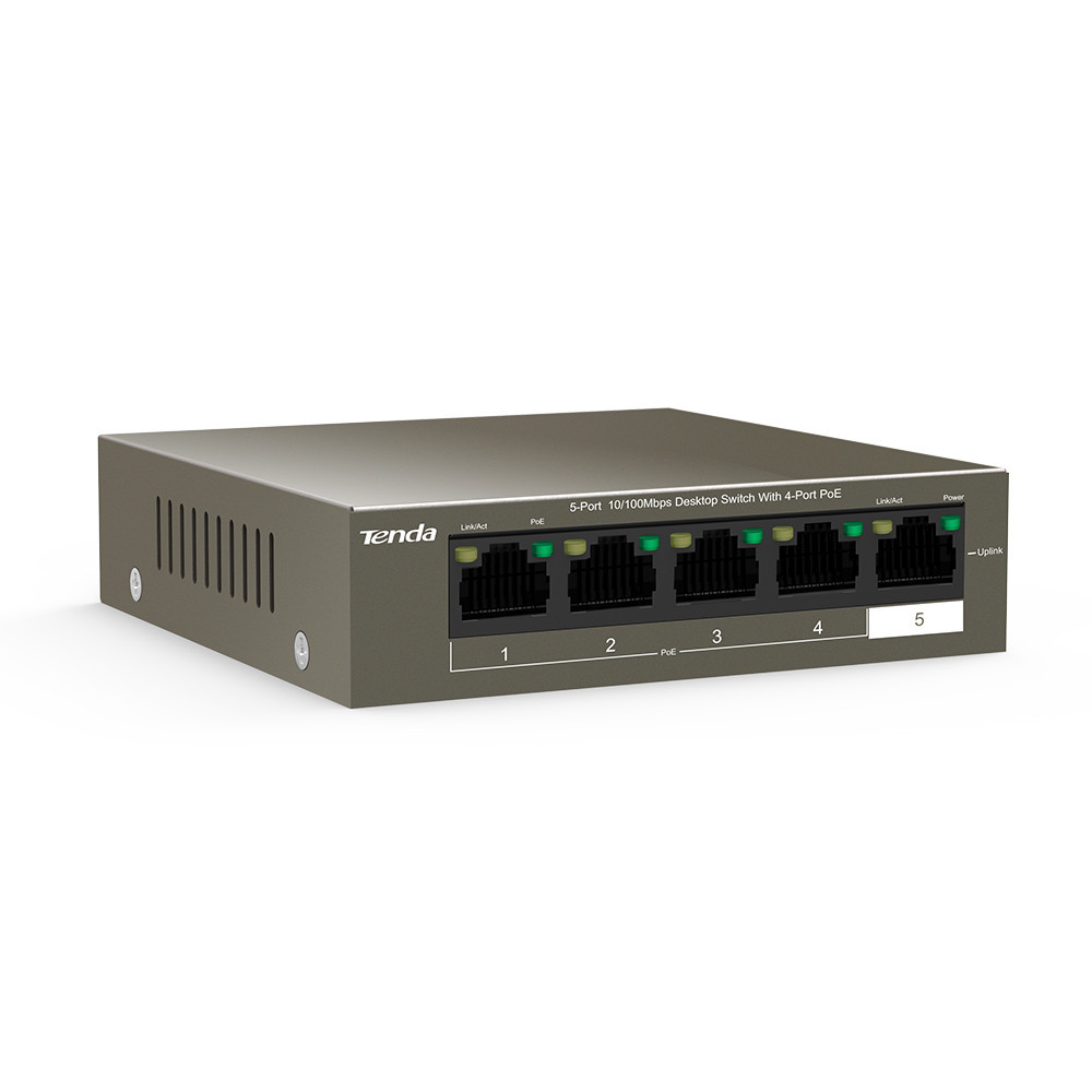 SWITCH DE BUREAU Tenda TEF1105P-4-63W  - 5 ports 10/100 Mbps avec PoE 4 ports
