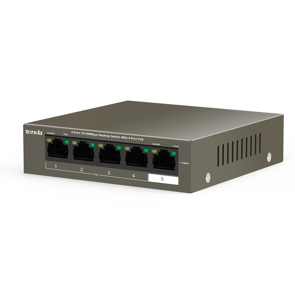 SWITCH DE BUREAU Tenda TEF1105P-4-63W  - 5 ports 10/100 Mbps avec PoE 4 ports