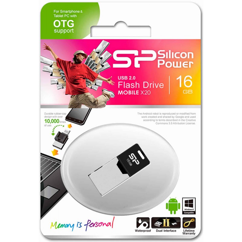 Clé USB Silicon Power OTG X20 Dual Drive Pour Smartphone et PC / 16 Go
