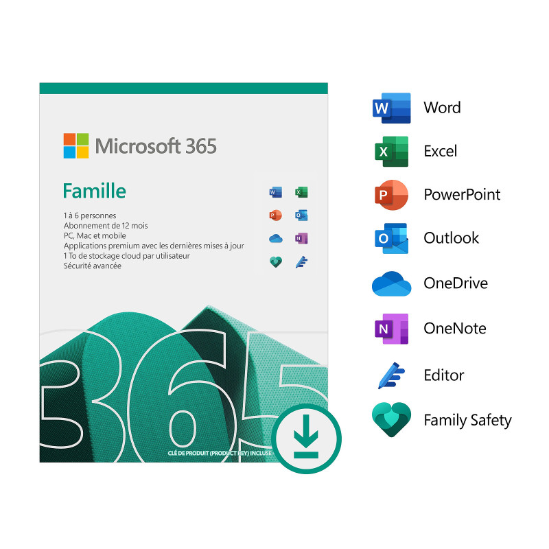 Vente Logiciel Tunisie  Microsoft OFFICE 365 Famille