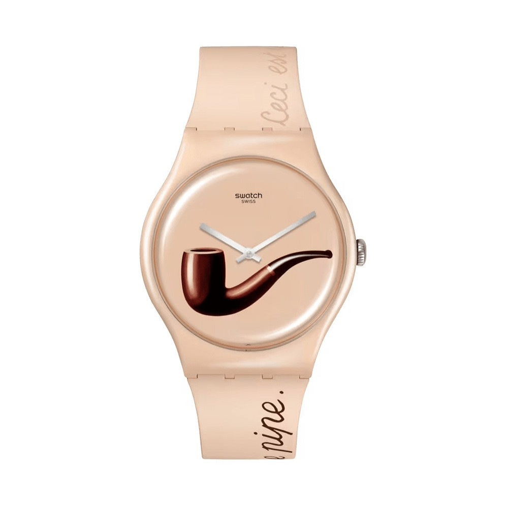 MONTRE MIXTE SWATCH LA TRAHISON DES IMAGES BY RENE MAGRITTE SO29Z124