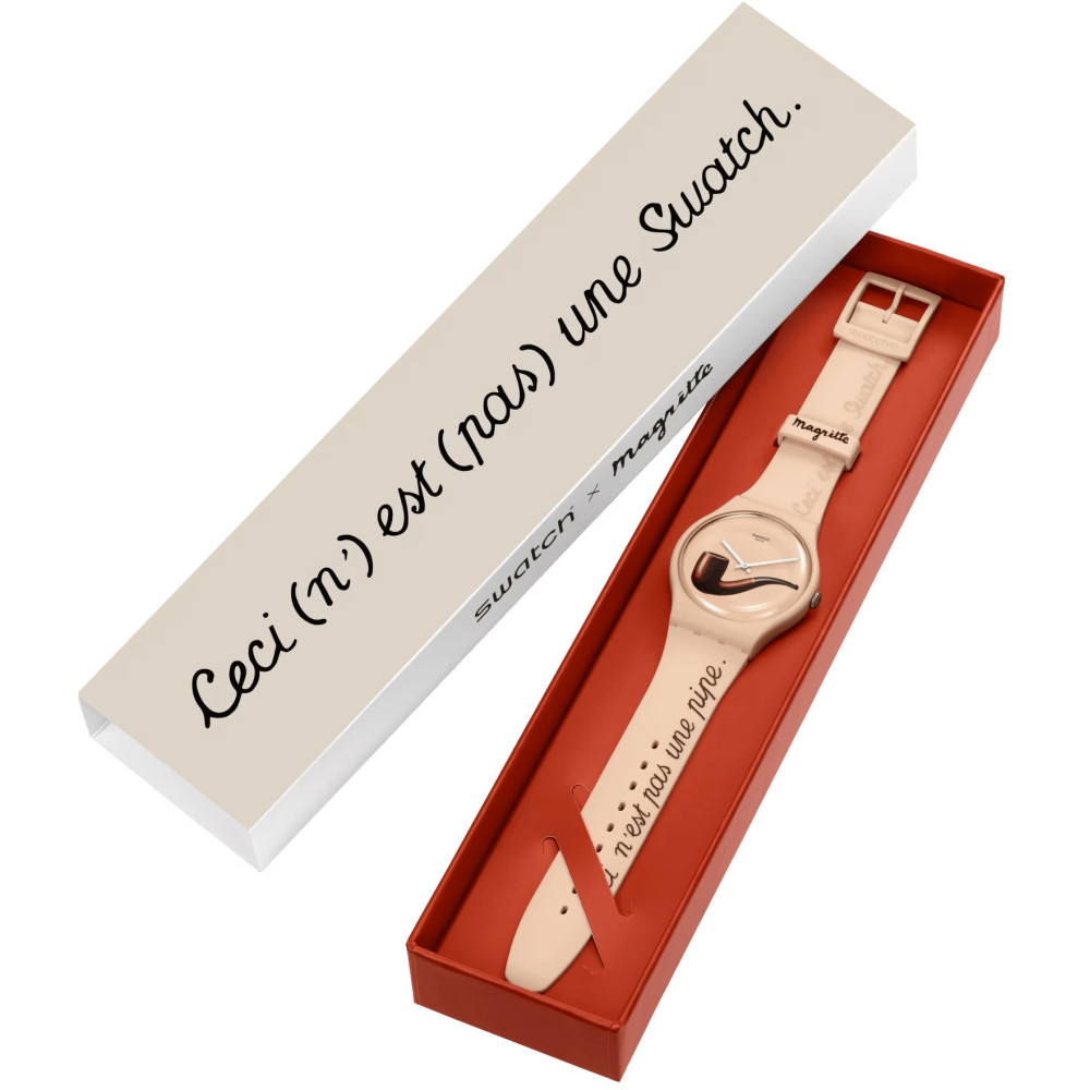 MONTRE MIXTE SWATCH LA TRAHISON DES IMAGES BY RENE MAGRITTE SO29Z124