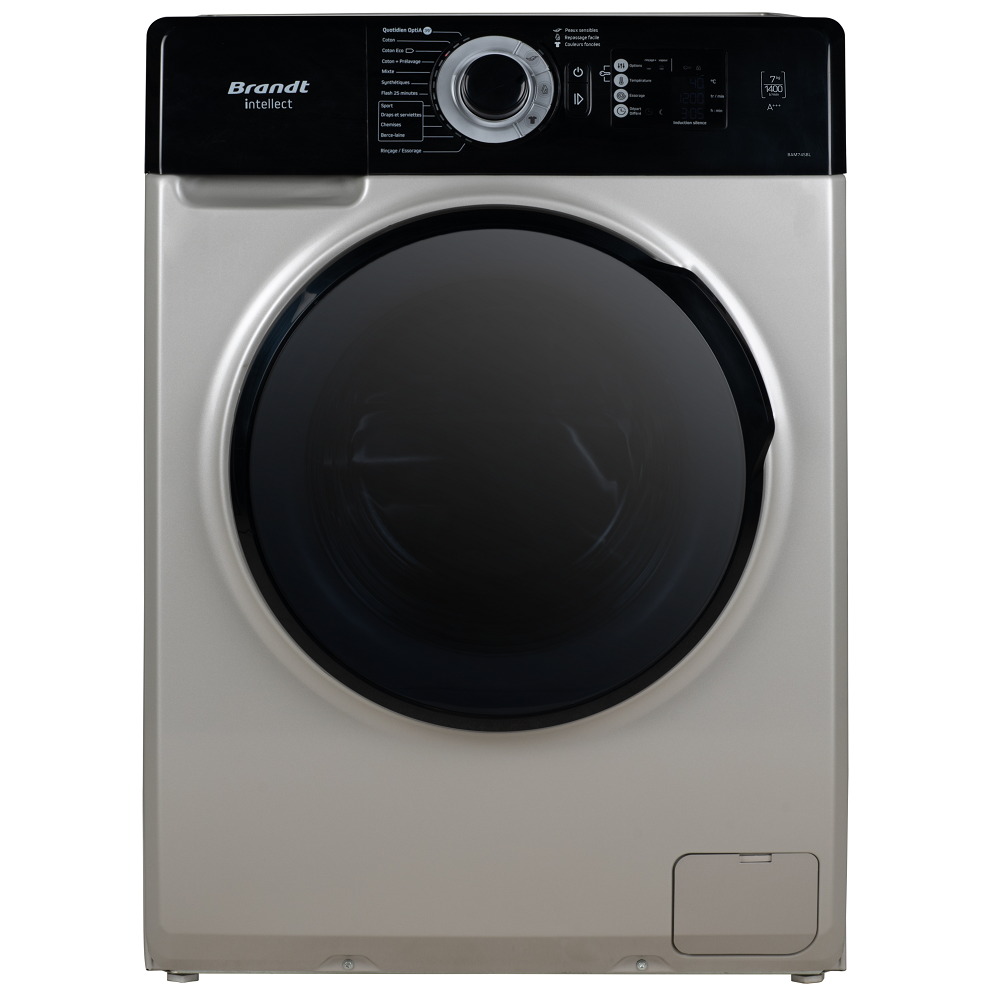 Lave linge Frontale Brandt BAM74SBL 7Kg / Silver / édition noir + Sèche Linge plastique Gratuit
