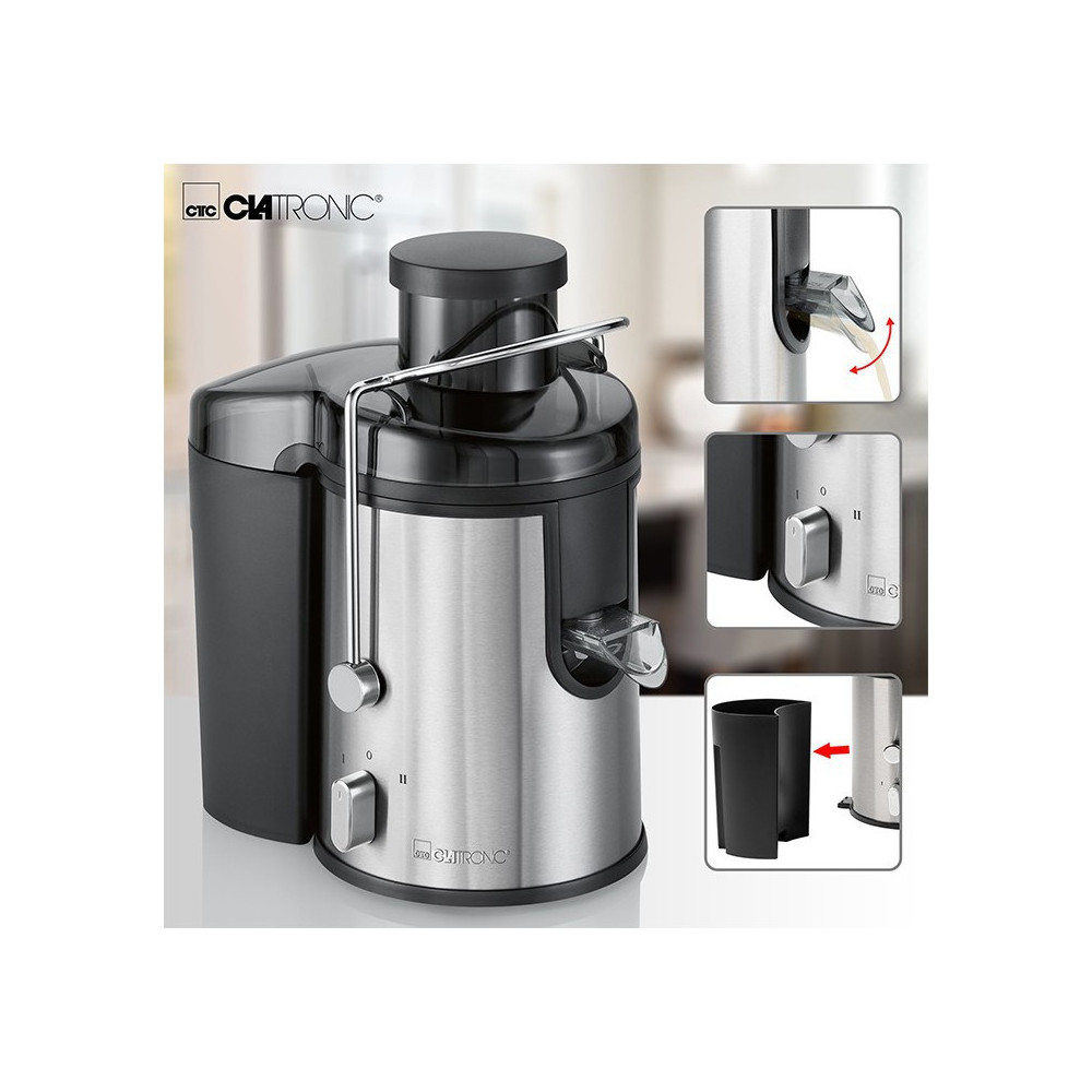 Centrifugeuse de Fruits et Légumes CLATRONIC 1.5L / 400W / Noir & Inox