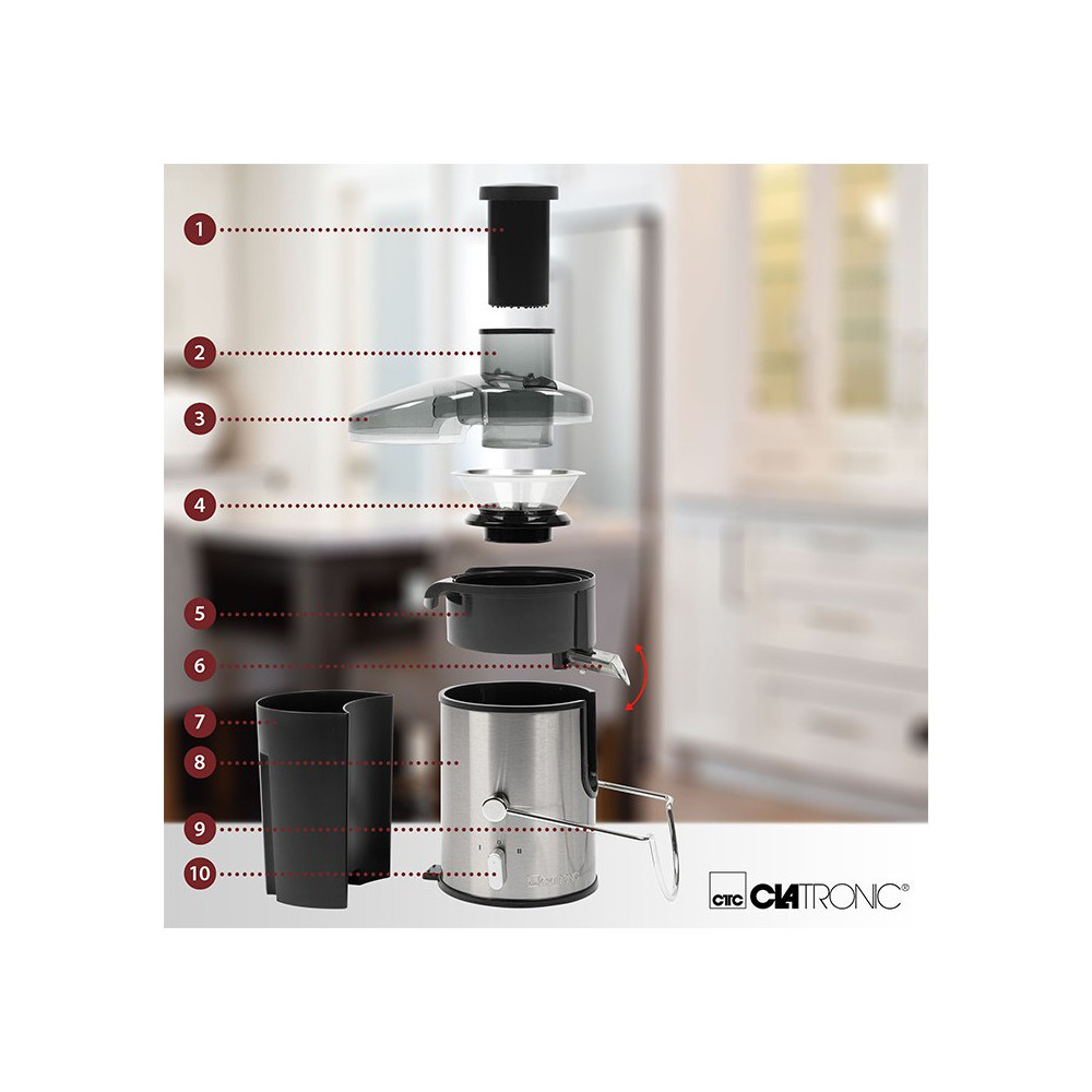 Centrifugeuse de Fruits et Légumes CLATRONIC 1.5L / 400W / Noir & Inox
