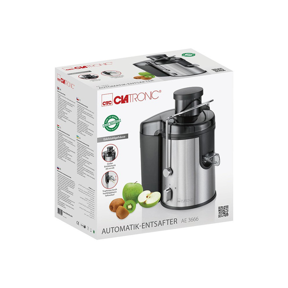 Centrifugeuse de Fruits et Légumes CLATRONIC 1.5L / 400W / Noir & Inox