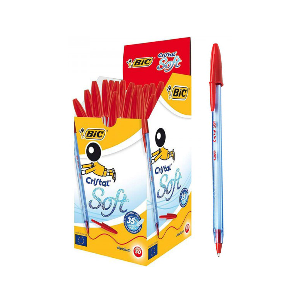 Boite de 50 Stylo Bic Cristal Soft / Rouge