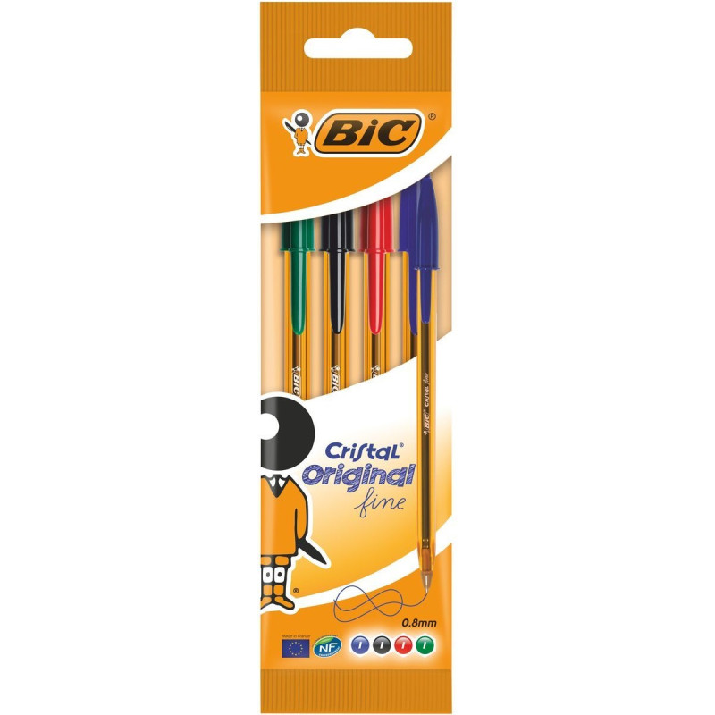 Pochette de 4 Stylo bille Bic Orange / Assortie