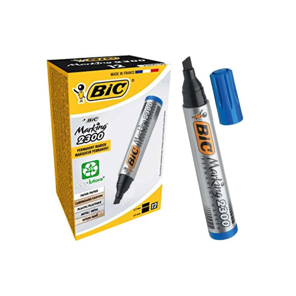 Pack de 12 Marqueur permanent BIC 2300 / Bleu
