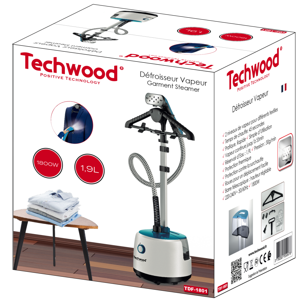 Défroisseur Vapeur Vertical Techwood TDV-1801 / 1800 W