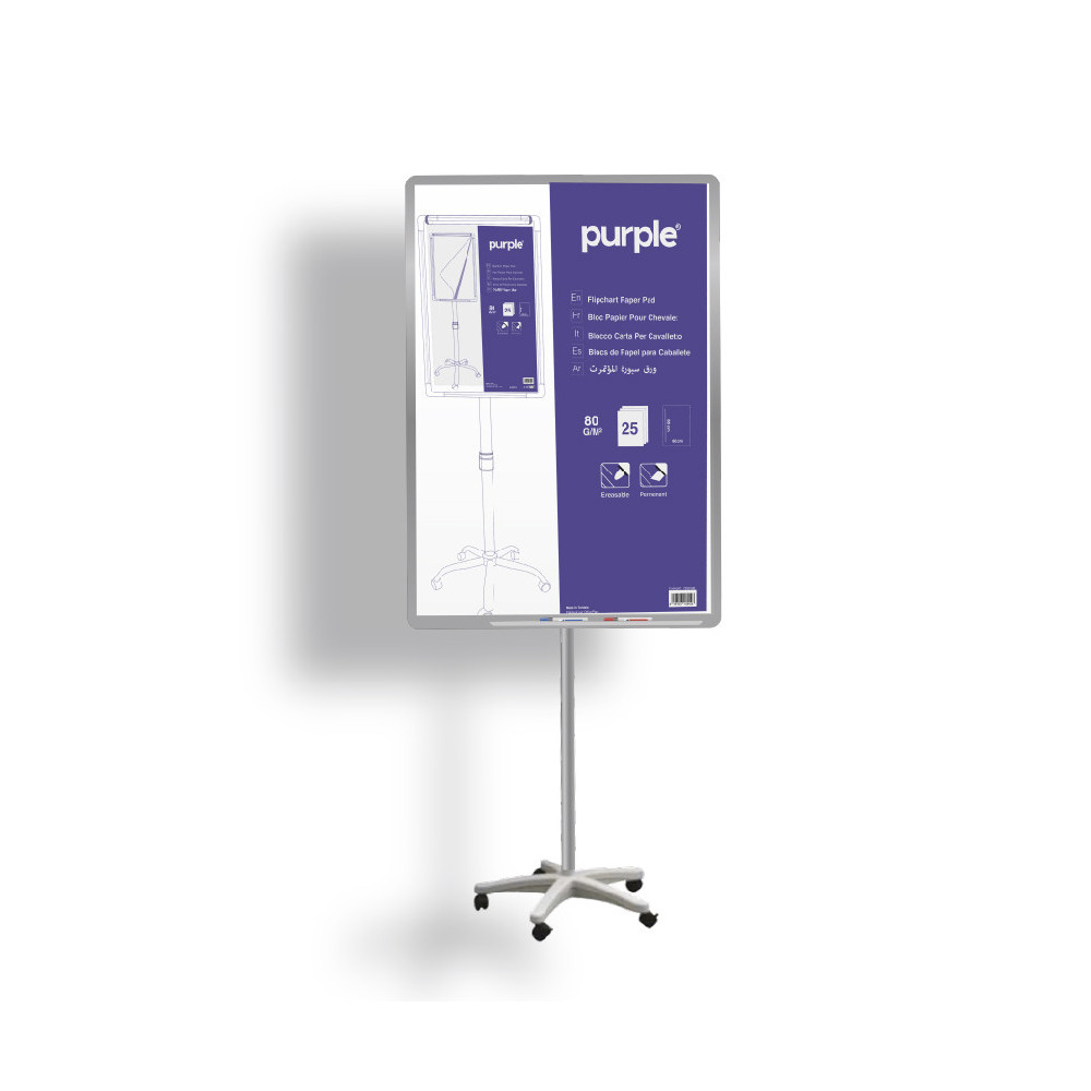 Tableau Magnétique Purple Sur Support Avec Roues / 70X100 / BLANC