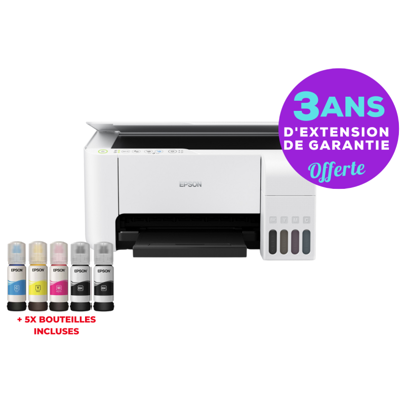 IMPRIMANTE À RÉSERVOIR INTÉGRÉ EPSON ECOTANK L3156 3EN1 COULEUR - BLANC