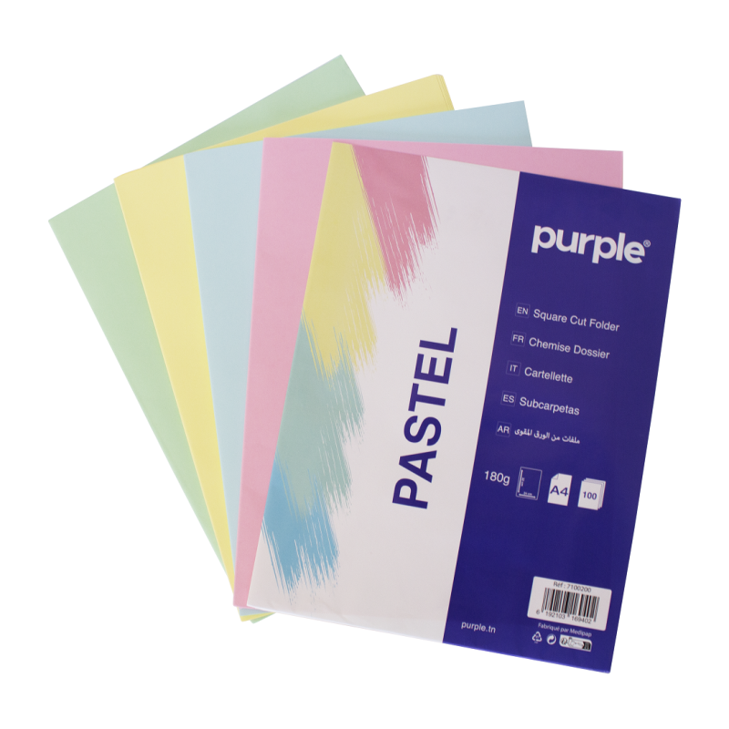 Paquet de 100 Chemise Cartonnée ESSENTIAL Purple 180g / Couleurs