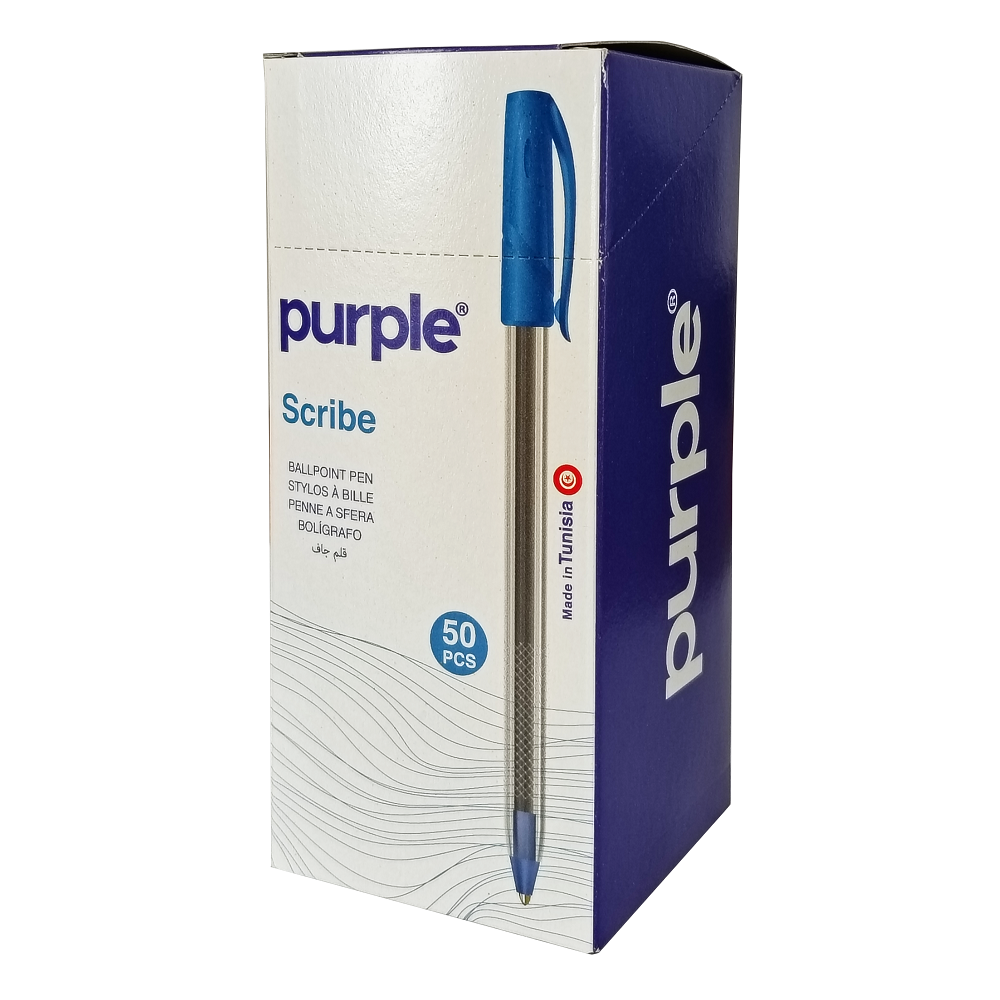 Pack de 50 Stylos à Bille Pointe SCRIBE Purple / 1,0 mm / Bleu