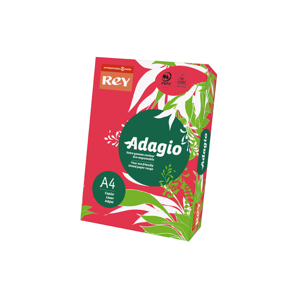 Rame Papier Rey ADAGIO Couleur / 500 Feuilles A4 / 80Gr / ROUGE