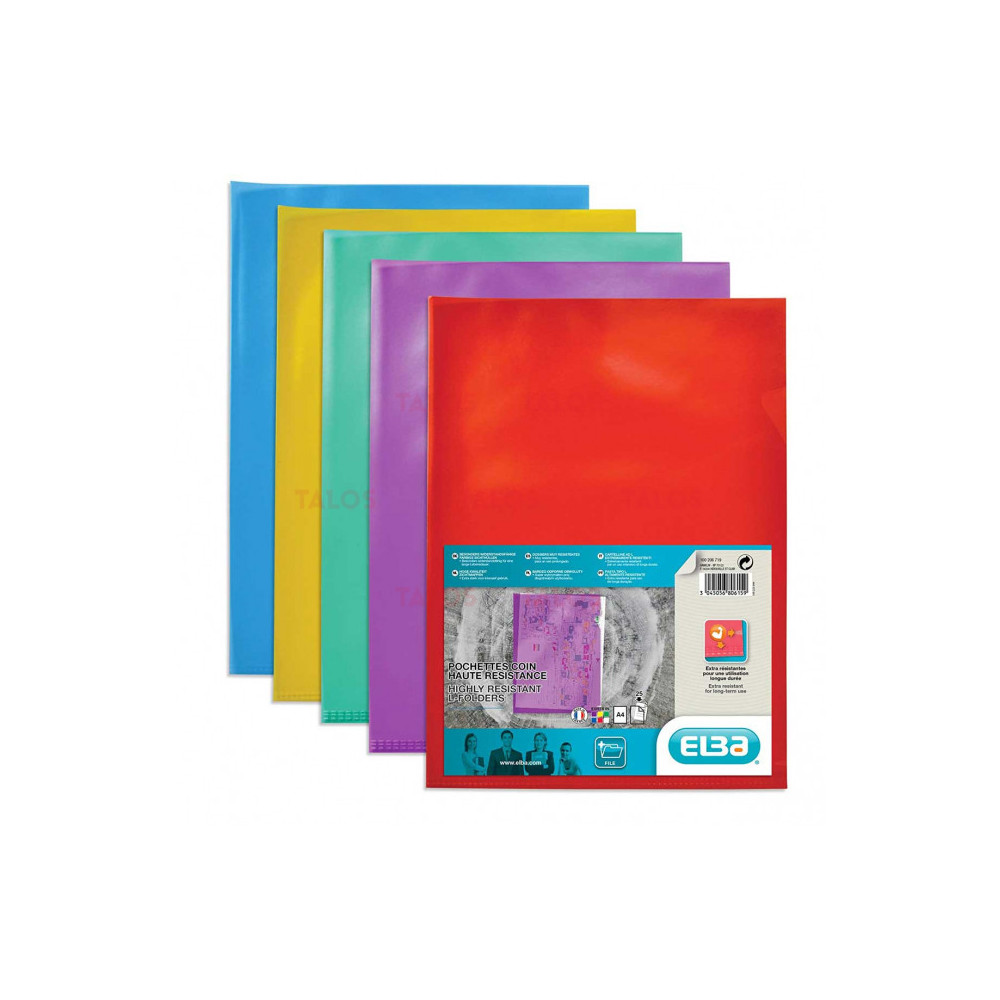 Lot de 20+5 pochettes coin PP COSTO 120 MIC / COULEURS ASSORTIES