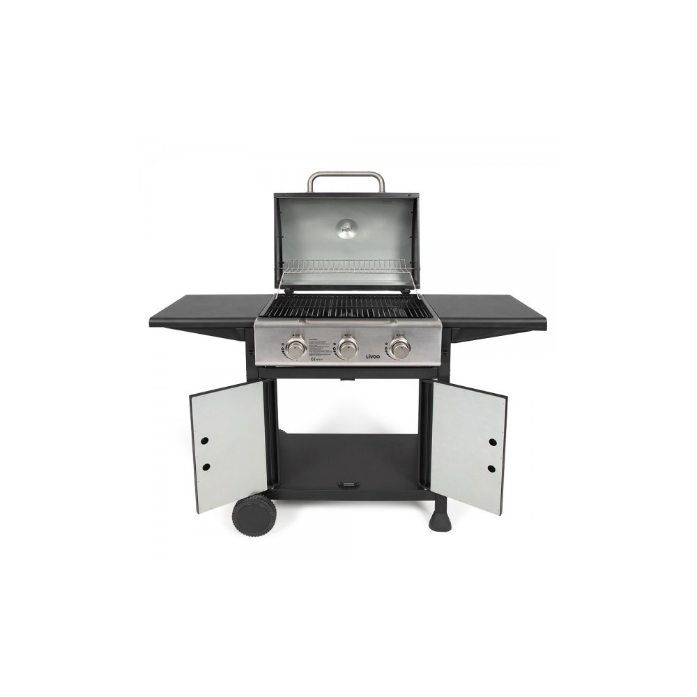 BARBECUE À GAZ 3 brûleurs 9KW LIVOO DOC279 / Noir