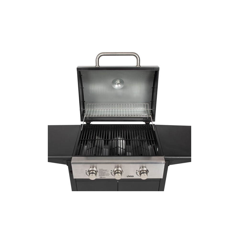 BARBECUE À GAZ 3 brûleurs 9KW LIVOO DOC279 / Noir