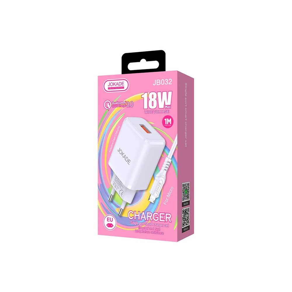 Chargeur Pour Smartphone JOKADE JB032 / USB Vers Micro USB / 18 W