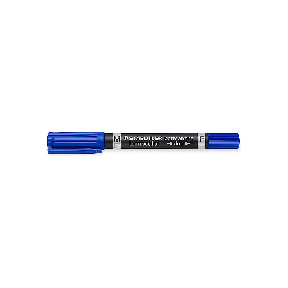MARQUEUR PERMANENT STAEDTLER RECHARGEABLE DOUBLE POINTE OGIVE /BLEU