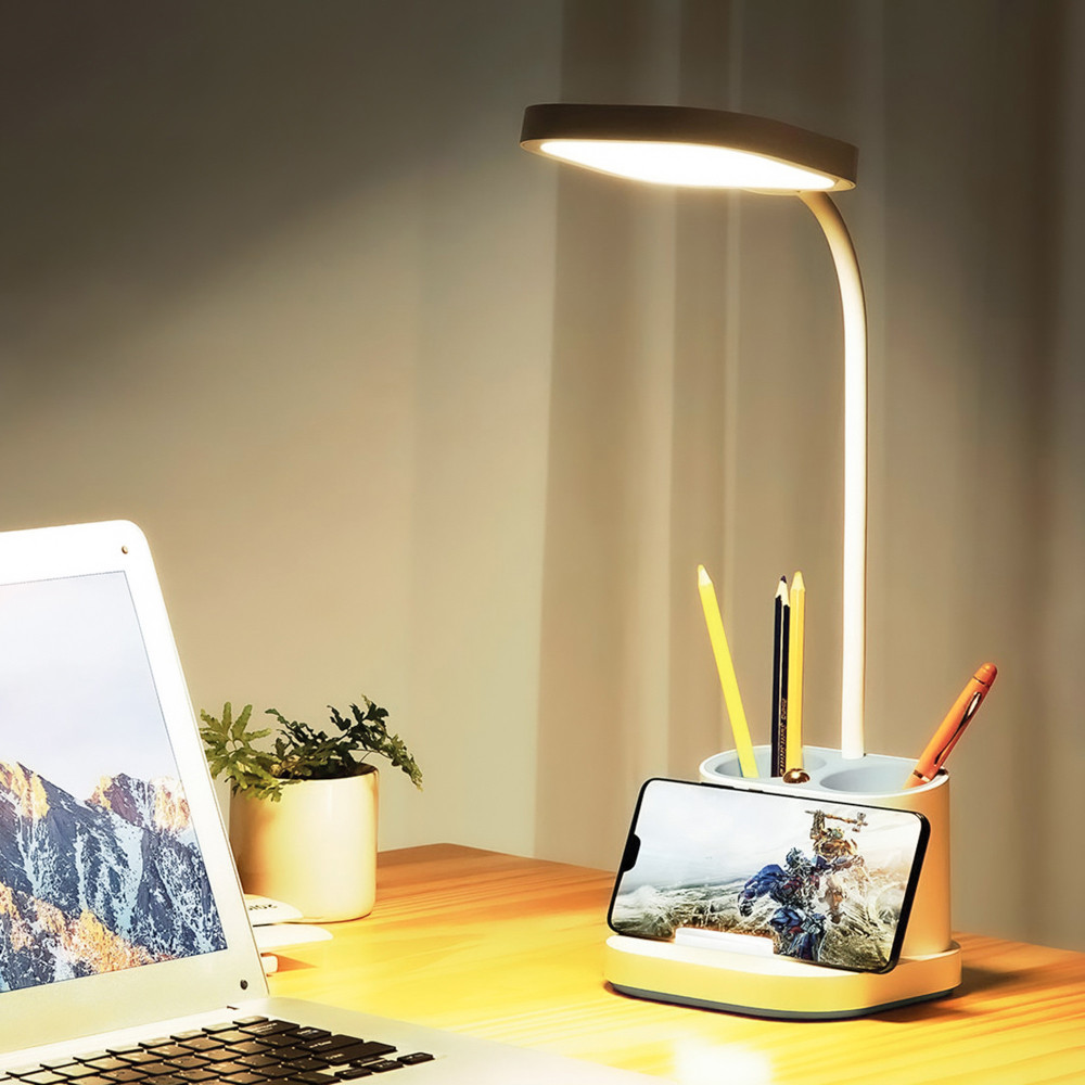LAMPE DE BUREAU PLATINET LED PORTE STYLO 4W BLANC [45777]