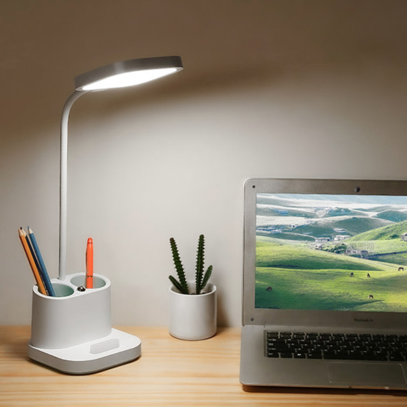 Wilktop Lampe de bureau LED, lampe de table dimmable 10W charge sans fil et  port de charge USB,lampe de lecture ,10 niveaux de  luminosité,fonctionnement de l'écran tactile 5 couleurs (blanche) Marque 