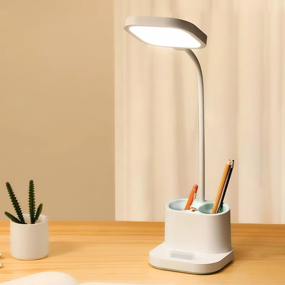 LAMPE DE BUREAU PLATINET LED PORTE STYLO 4W BLANC [45777]