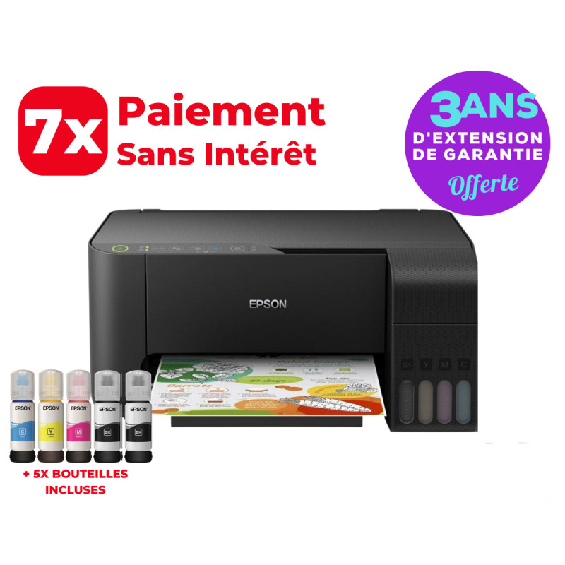 IMPRIMANTE MULTIFONCTION À RÉSERVOIR INTÉGRÉ 3EN1 COULEUR EPSON ECOTANK  L3156 / WIFI - SWS Informatique