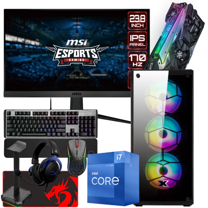 Setup Gamer Special Pc de Bureau Gaming / i7-12700F / RTX 3070 iChill X4 8G  / 32 Go Avec Écran MSI 24 Full HD 170 Hz