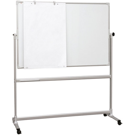 Tableau Blanc Mobile Double Face 120x90cm - Pivotant 360° Magnétique - Cadre Aluminium