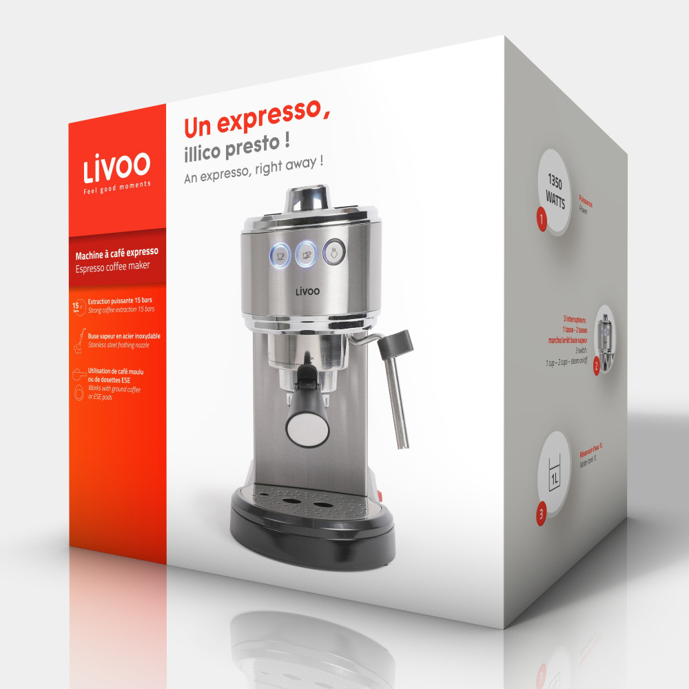 Machine à café LIVOO DOD186 / 1350W / Gris