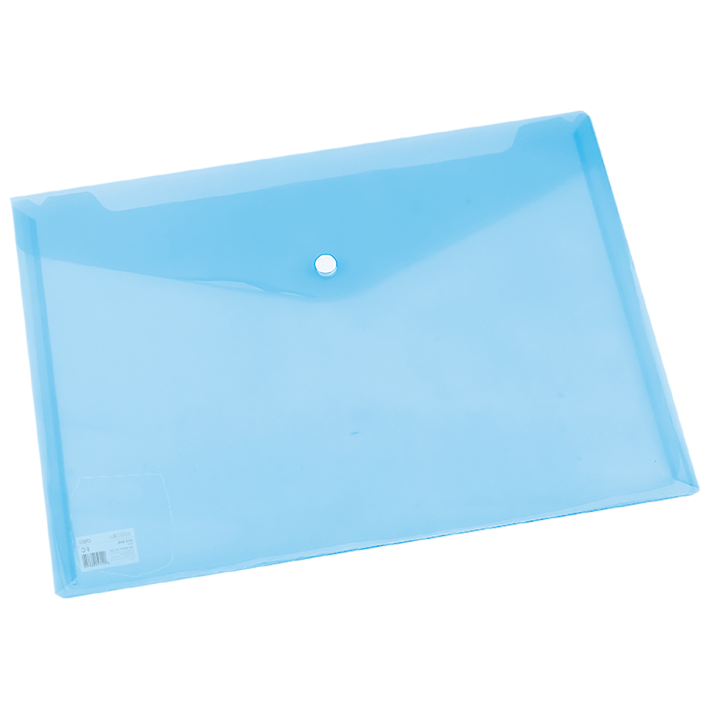 POCHETTE PP AVEC BOUTON FC DELI / A4 / TRANSPARENT BLEU