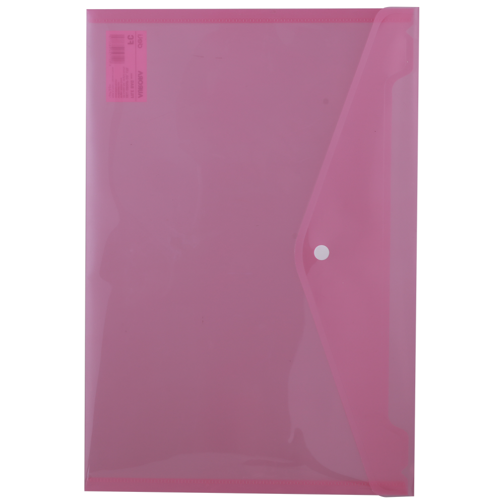 POCHETTE PP AVEC BOUTON FC DELI / A4 / TRANSPARENT ROUGE